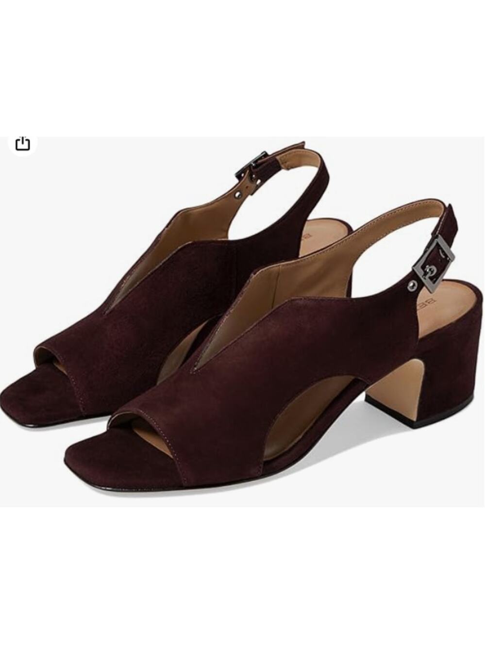 Bernardo Women's Aubergine Kid Suede Bedford Mid Heel Sandals Size 7.5 M